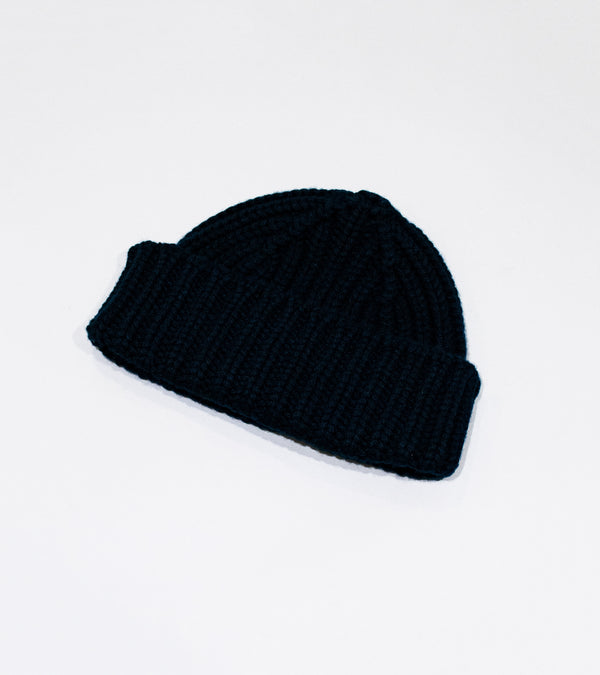 Margaret Howell 'Chunky Rib Beanie' (Navy Merino Cashmere)