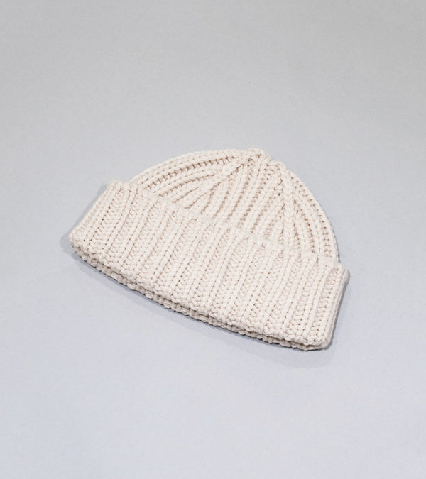 Margaret Howell 'Chunky Rib Beanie' (Cream Merino Cashmere)