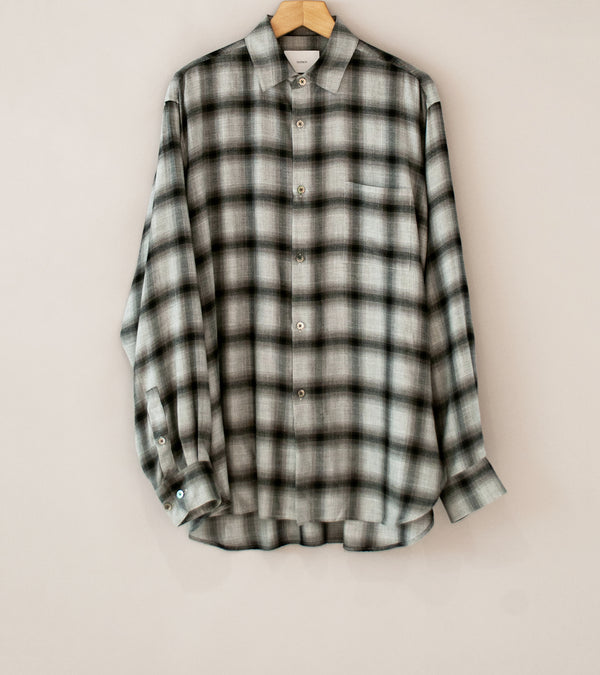 Stein 'Rayon Lycocell Check Oversized Down Pat Shirt' (Black Ombre)
