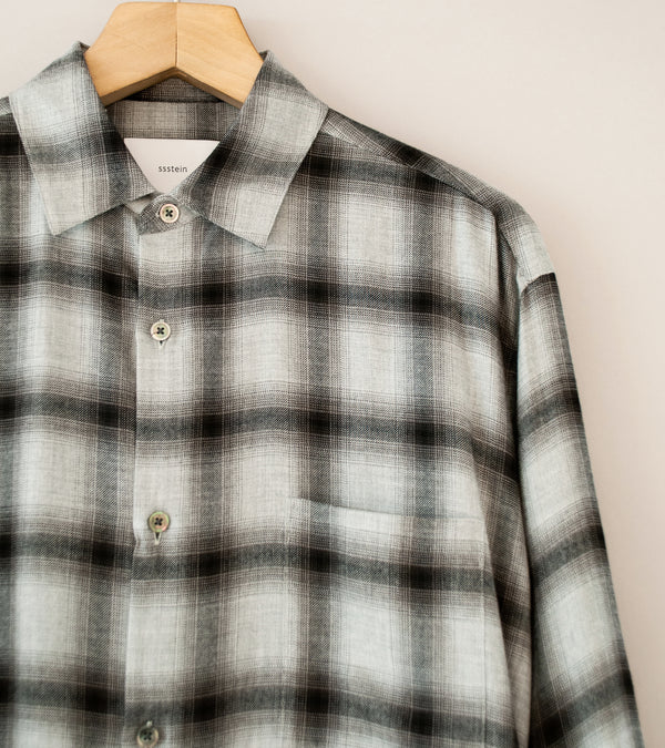 Stein 'Rayon Lycocell Check Oversized Down Pat Shirt' (Black Ombre)