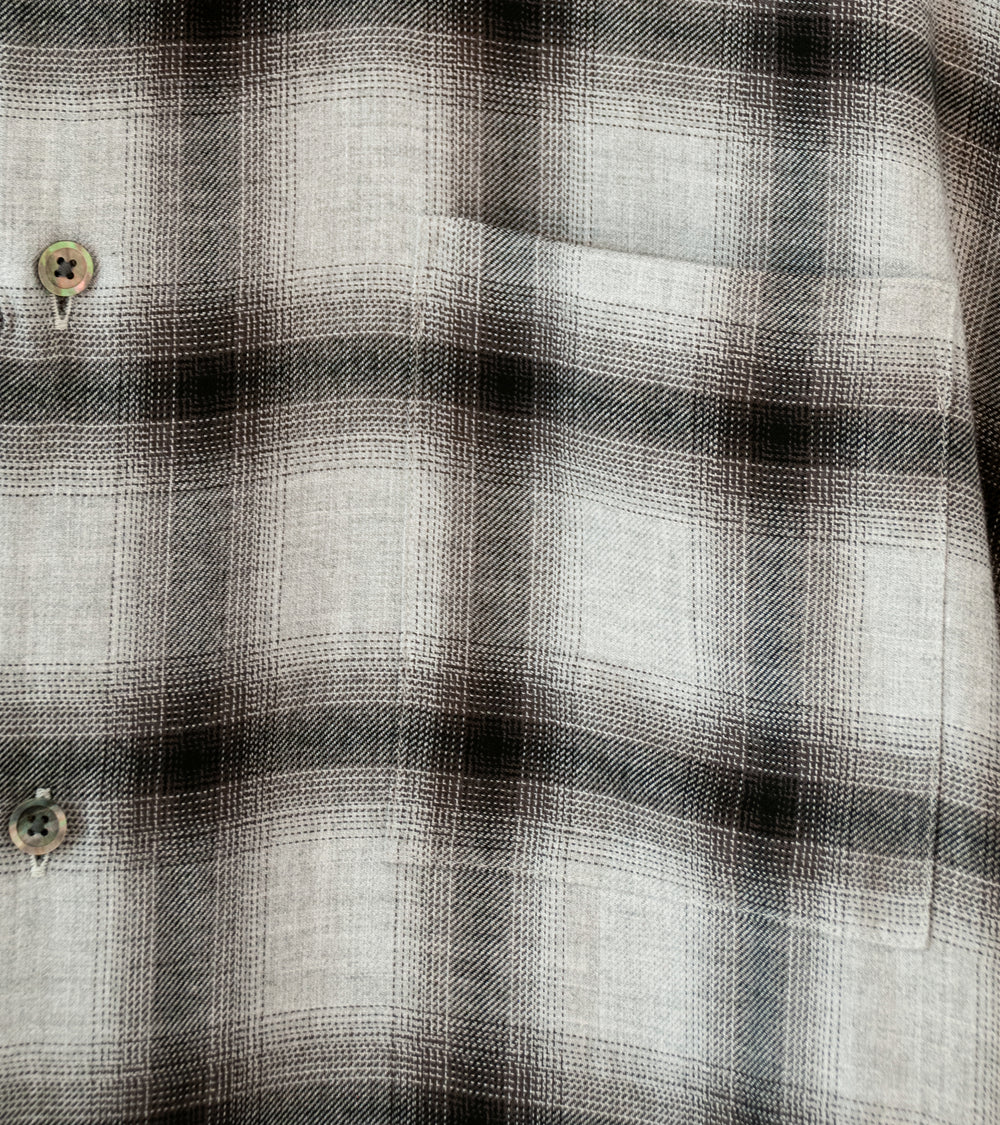 Stein 'Rayon Lycocell Check Oversized Down Pat Shirt' (Black Ombre)
