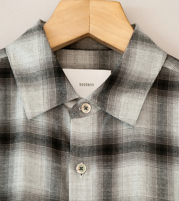 Stein 'Rayon Lycocell Check Oversized Down Pat Shirt' (Black Ombre)