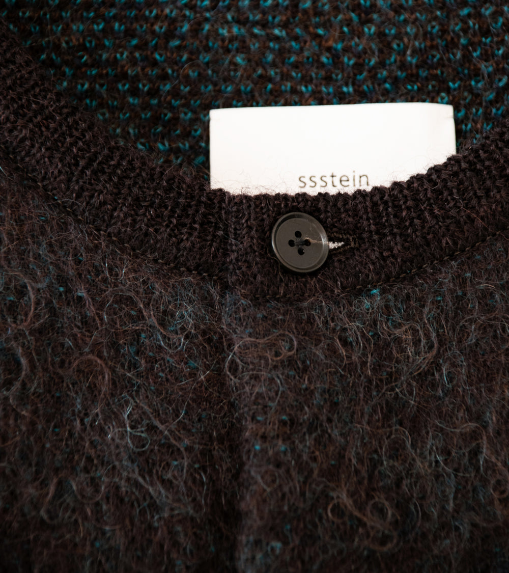 Stein 'Kid Mohair Mix Jacquard Knit Cardigan' (Brown Mix)