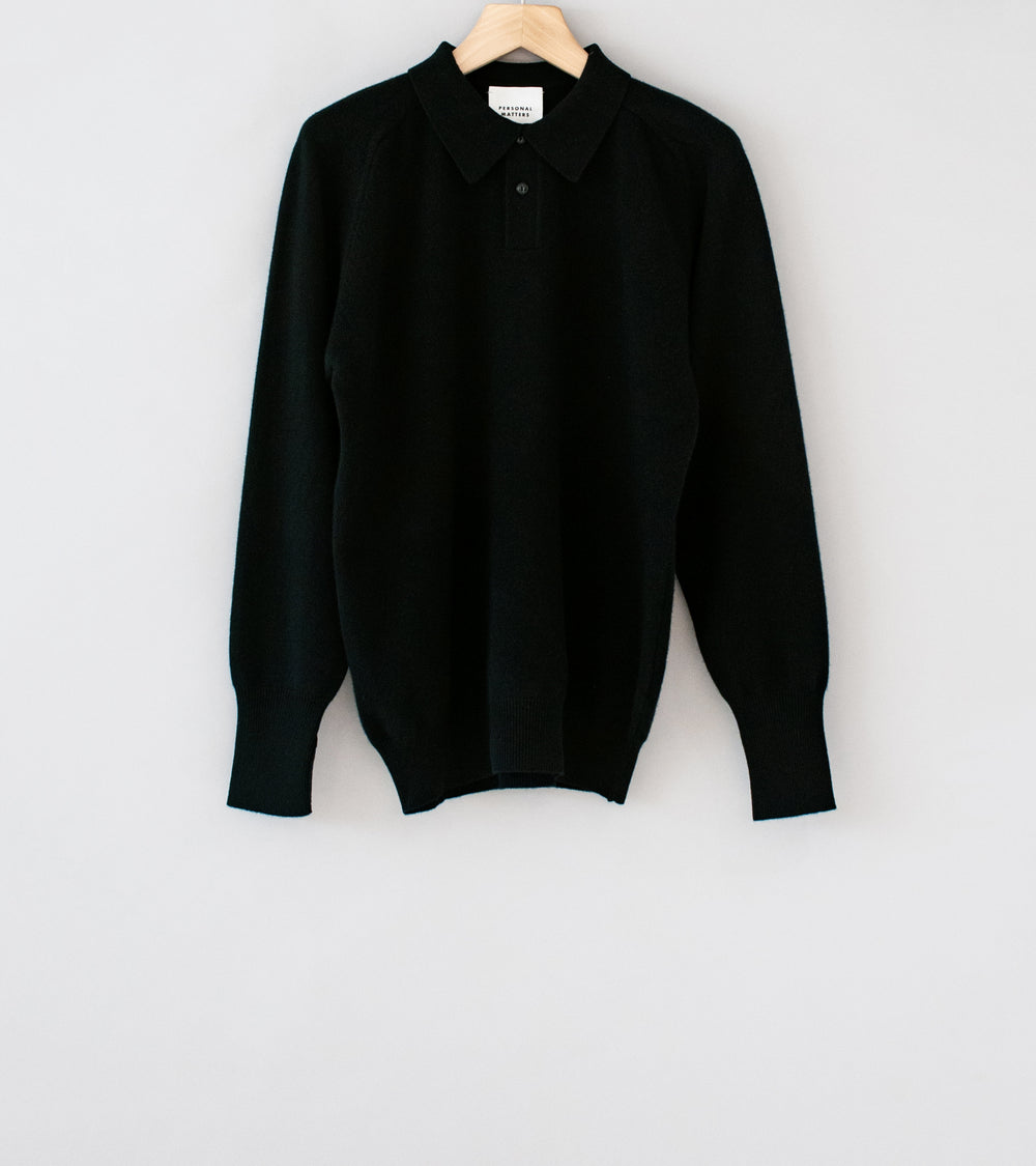 Personal Matters 'Merino Wool Polo Neck Sweater' (Black)