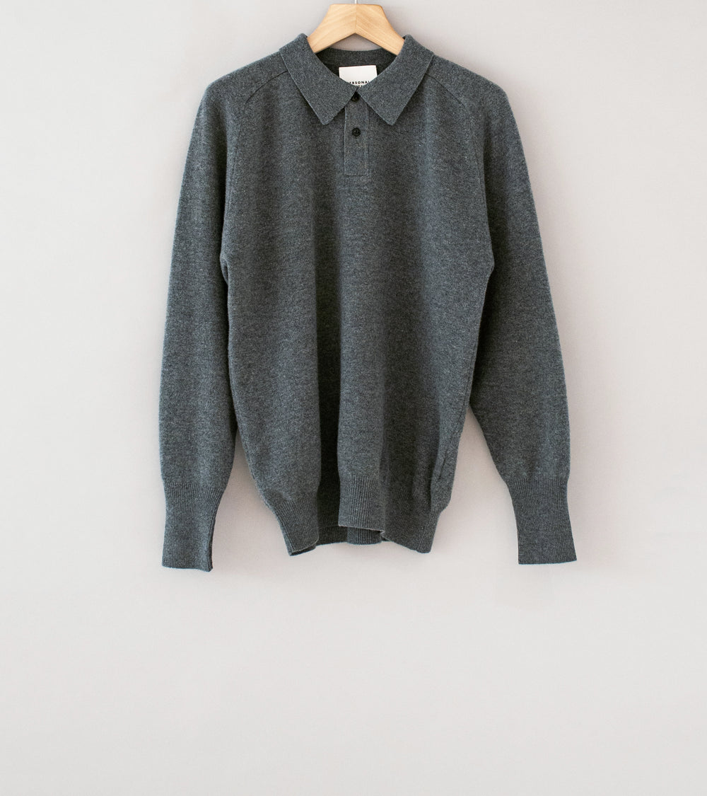 Personal Matters 'Merino Wool Polo Neck Sweater' (Dark Grey)