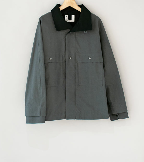 Margaret Howell 'MHL High Collar Jacket' (Charcoal Compact Cotton Canvas)