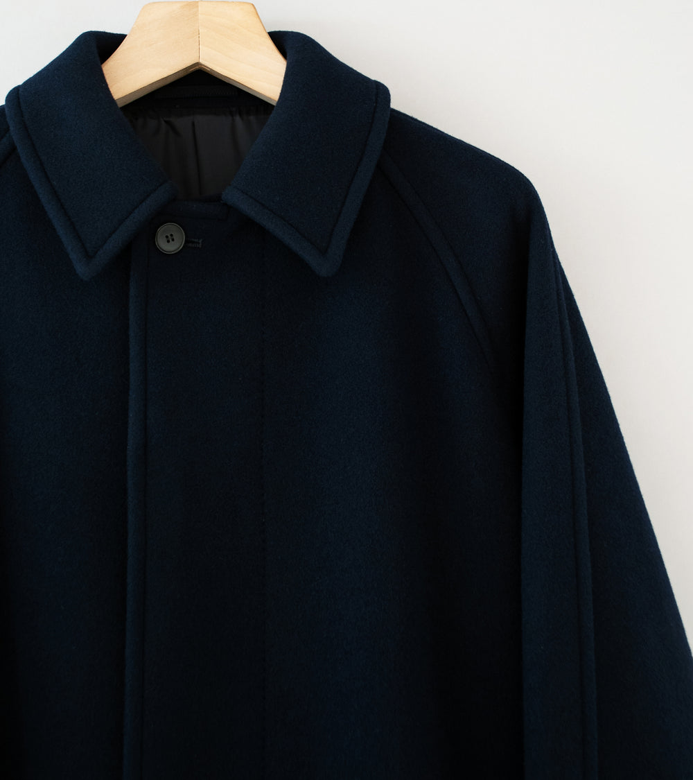 YLÈVE 'Super 140's Wool Melton Coat' (Navy)