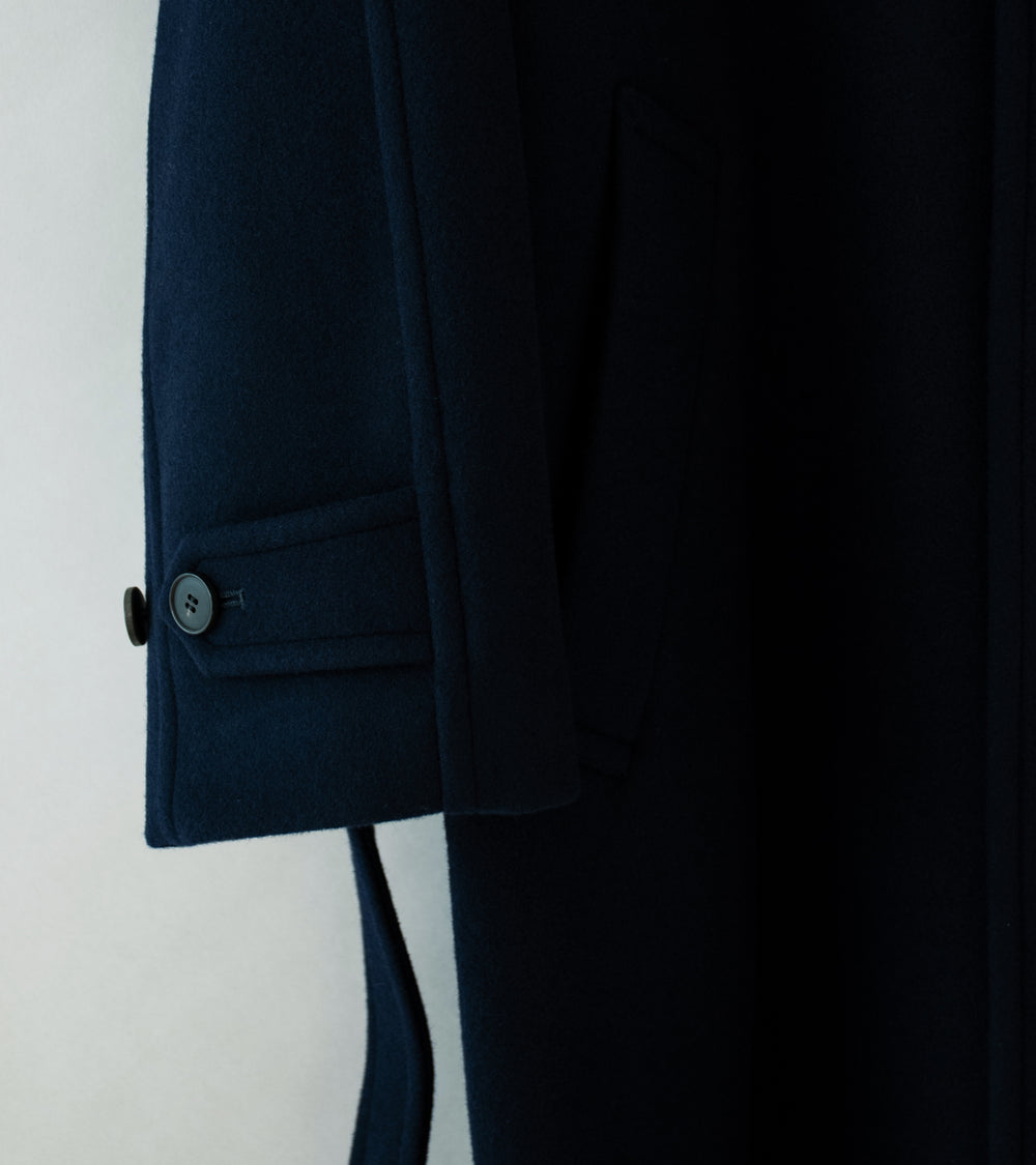 YLÈVE 'Super 140's Wool Melton Coat' (Navy)