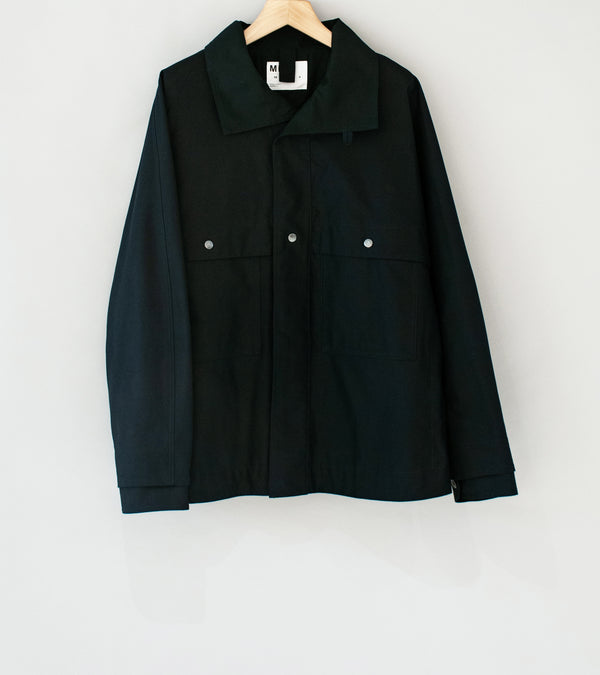 Margaret Howell 'MHL High Collar Jacket' (Black Compact Cotton Canvas)