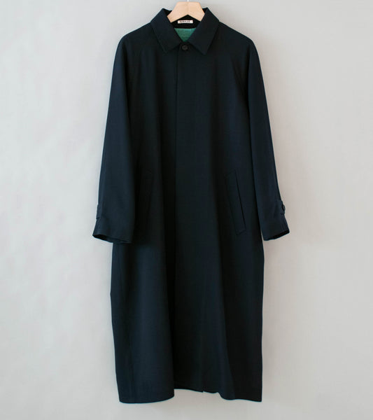 Auralee 'Ultra Fine Wool Twill Wool Lined Coat' (Dark Navy x Mix