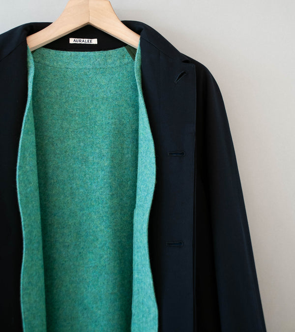 Auralee 'Ultra Fine Wool Twill Wool Lined Coat' (Dark Navy x Mix Green)