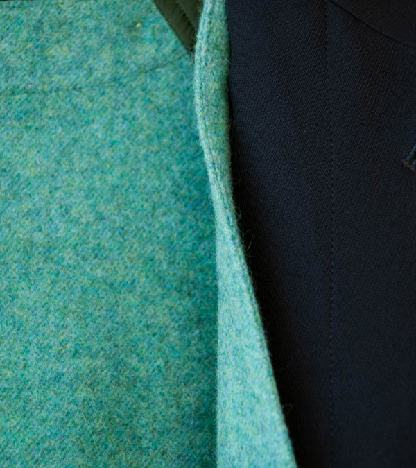 Auralee 'Ultra Fine Wool Twill Wool Lined Coat' (Dark Navy x Mix Green)