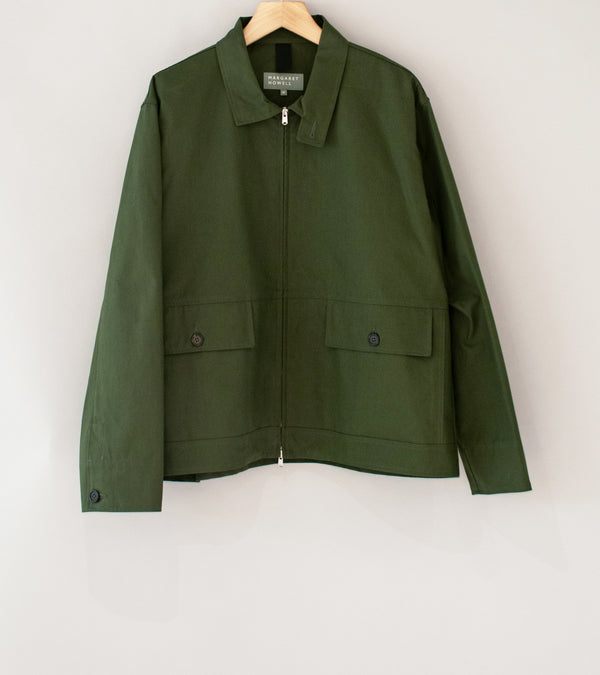 Margaret Howell 'Stand Collar Jacket' (Olive Ventile Cotton Canvas)