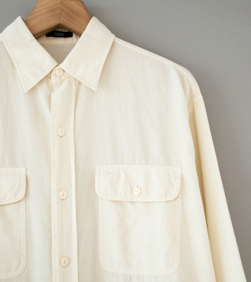 YLÈVE 'Cotton Viyella Work Shirt' (Off White)