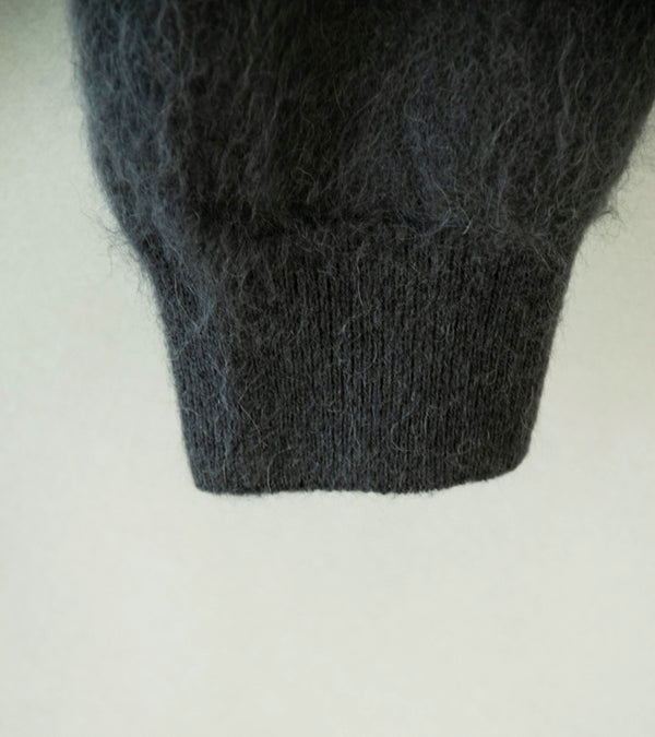 Auralee 'Garment Dyed Baby Alpaca Fur Knit Cardigan' (Dark Gray)