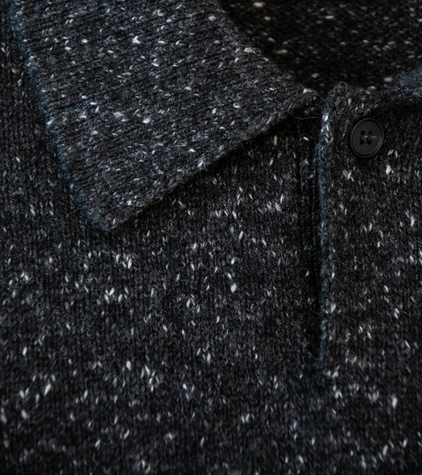 Auralee 'Cashmere Nep Knit Polo' (Mix Black)