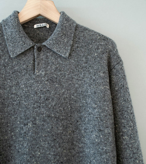 Auralee 'Cashmere Nep Knit Polo' (Mix Gray)