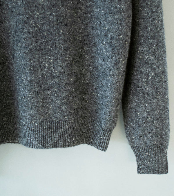Auralee 'Cashmere Nep Knit Polo' (Mix Gray)