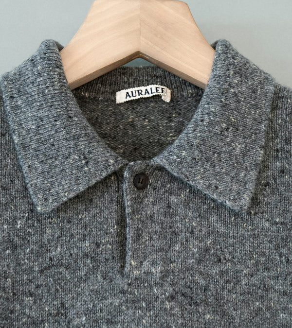 Auralee 'Cashmere Nep Knit Polo' (Mix Gray)
