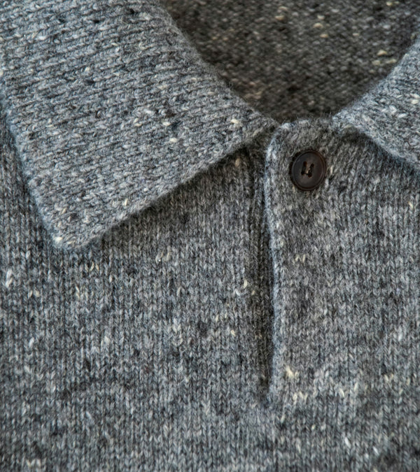 Auralee 'Cashmere Nep Knit Polo' (Mix Gray)