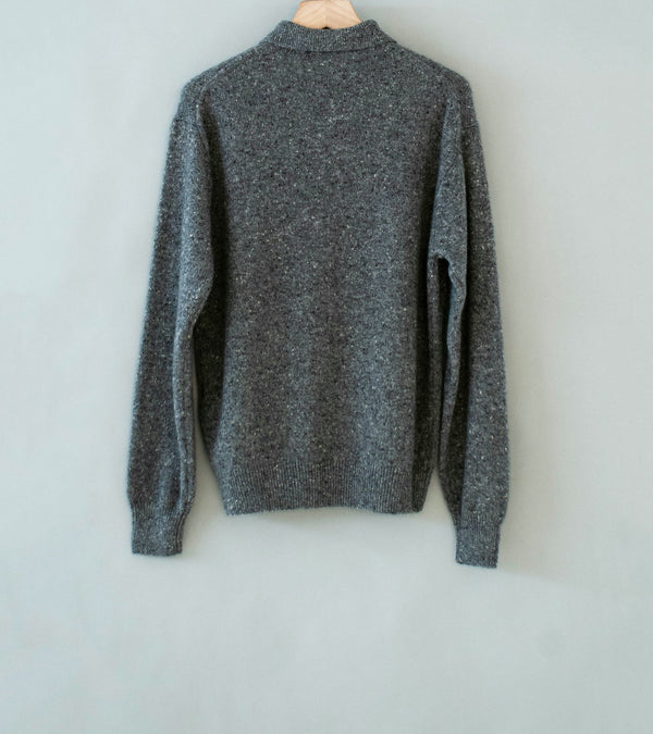 Auralee 'Cashmere Nep Knit Polo' (Mix Gray)