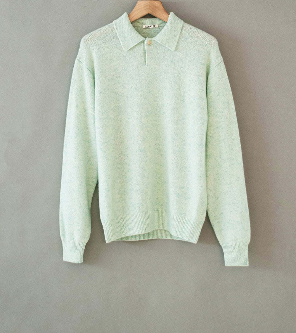 Auralee 'Cashmere Nep Knit Polo' (Mix Mint)