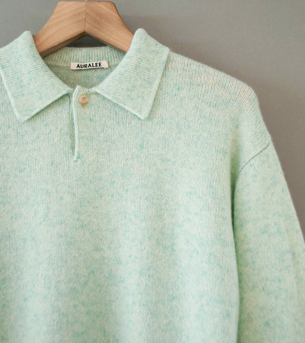 Auralee 'Cashmere Nep Knit Polo' (Mix Mint)