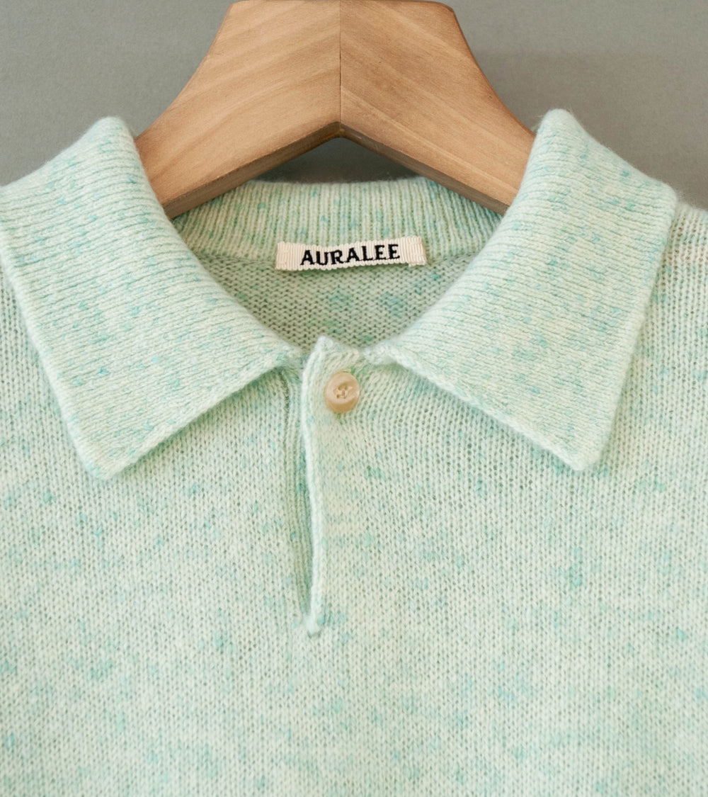 Auralee 'Cashmere Nep Knit Polo' (Mix Mint)