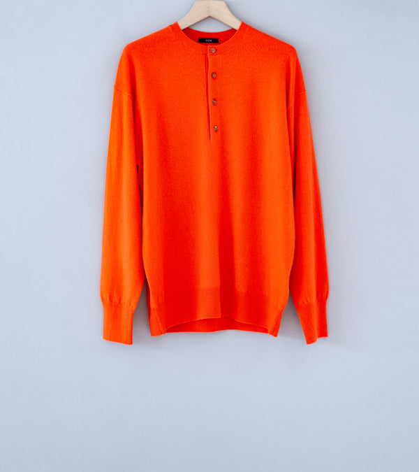 YLÈVE 'Cashmere Knit Henley Pullover' (Orange)