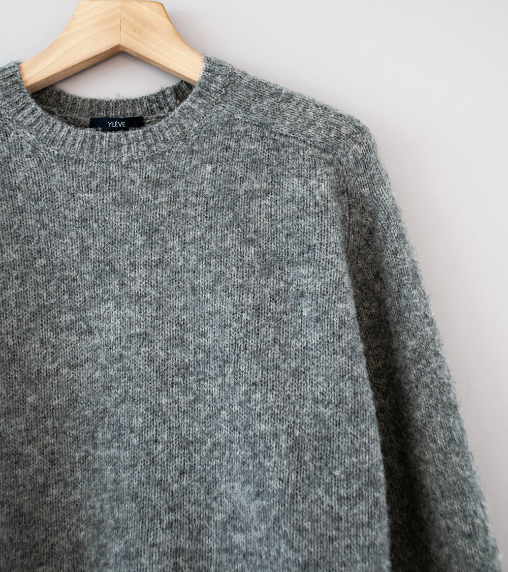 YLÈVE 'Italian Brushed Wool Knit Pullover' (Grey)