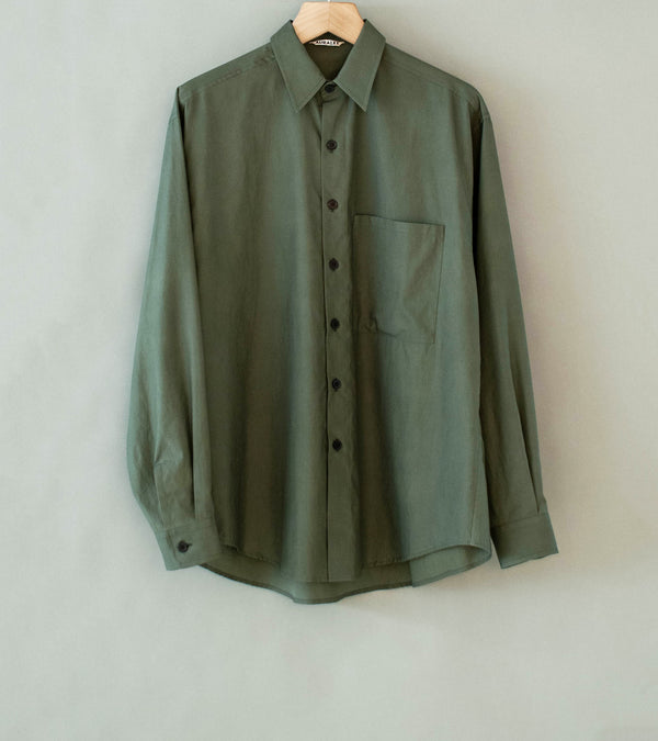 Auralee 'Washed Finx Twill Big Shirt' (Dark Olive)