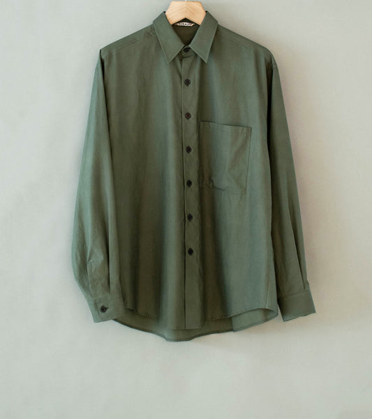 Auralee 'Washed Finx Twill Big Shirt' (Dark Olive) – C'H'C'M'