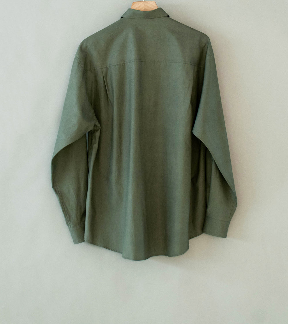 Auralee 'Washed Finx Twill Big Shirt' (Dark Olive)