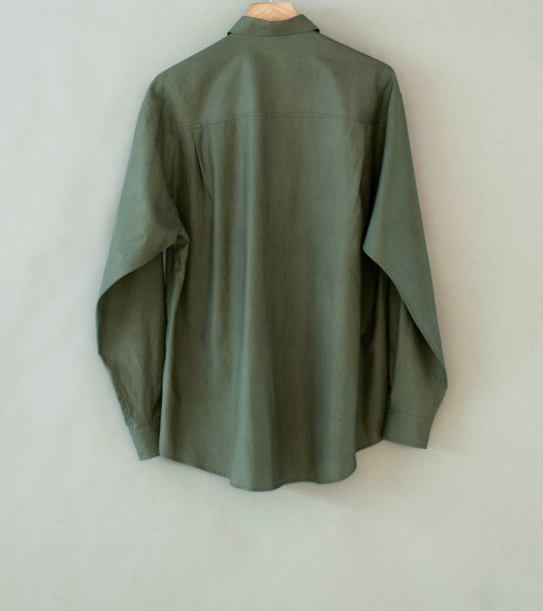 Auralee 'Washed Finx Twill Big Shirt' (Dark Olive)