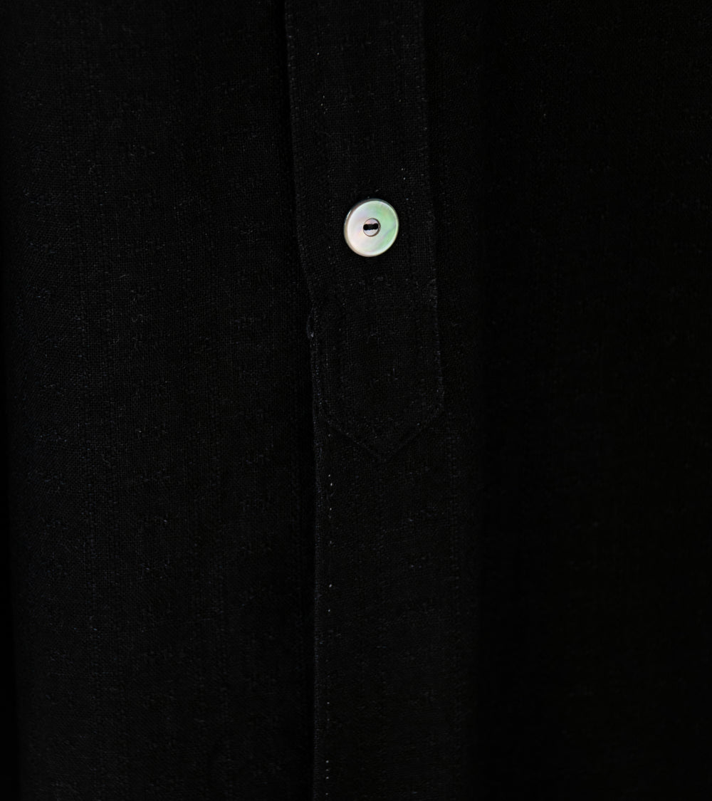Taiga Takahashi 'Lot 106 Narrow Collar Shirt' (Black Jacquard Cotton)