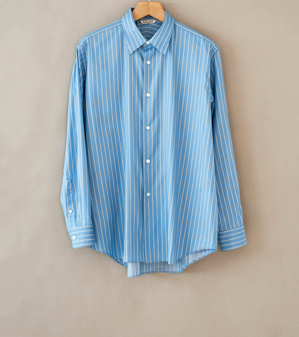 Auralee 'Cotton Silk Stripe Shirt' (Sax Blue Stripe)