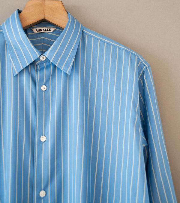 Auralee 'Cotton Silk Stripe Shirt' (Sax Blue Stripe)