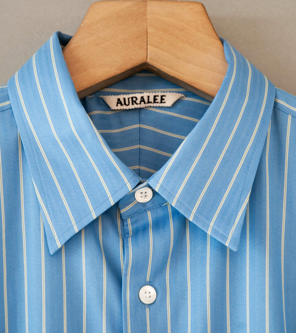 Auralee 'Cotton Silk Stripe Shirt' (Sax Blue Stripe)