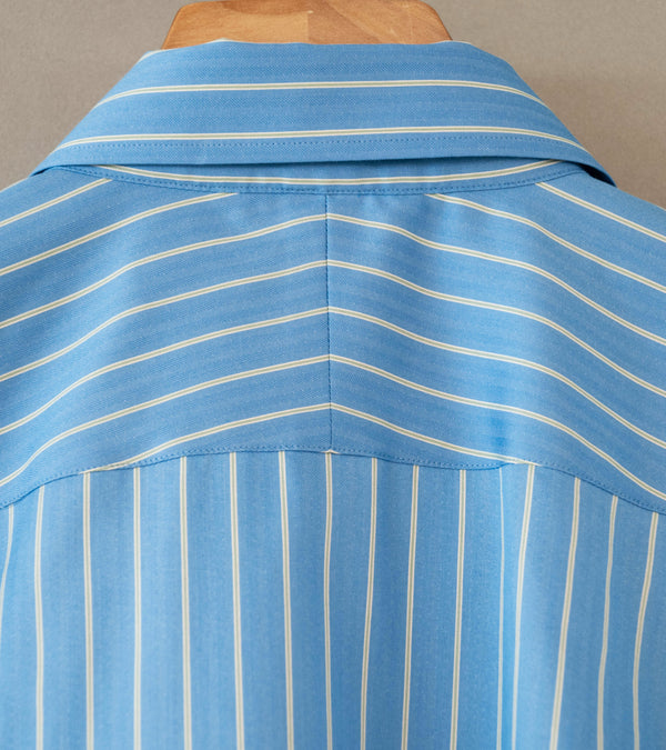 Auralee 'Cotton Silk Stripe Shirt' (Sax Blue Stripe)