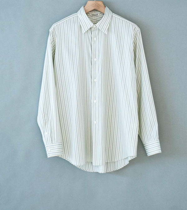 Auralee 'Cotton Silk Stripe Shirt' (Light Gray Stripe)