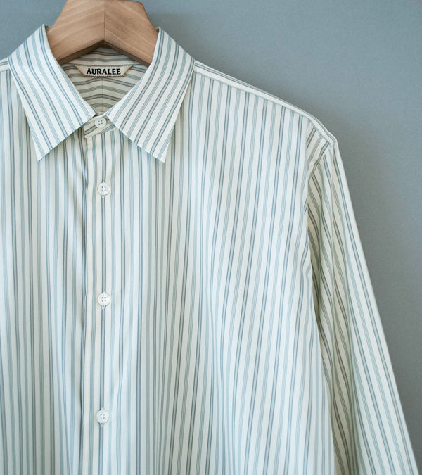 Auralee 'Cotton Silk Stripe Shirt' (Light Gray Stripe)