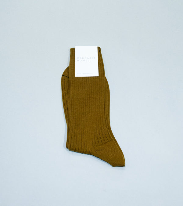 Margaret Howell 'Full Rib Sock' (Mustard Fine Merino)