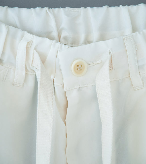 Post Overalls 'E-Z Chinois De Luxe Shorts' (White Metallic Taffeta)