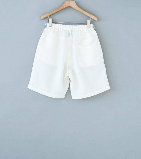 Post Overalls 'E-Z Chinois De Luxe Shorts' (White Metallic Taffeta)