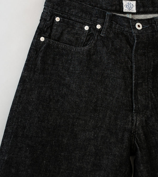 Post Overalls ' No.2 Five Pocket Shorts' (Black 12oz. Denim)