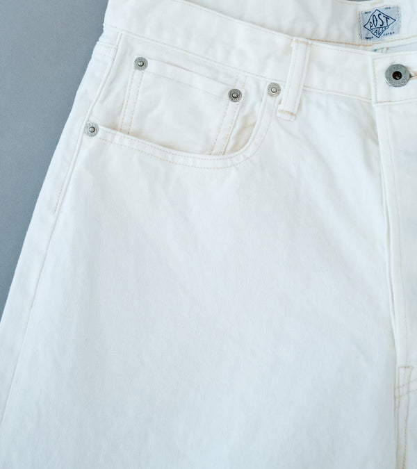 Post Overalls ' No.2 Five Pocket Shorts' (White 12oz. Denim)