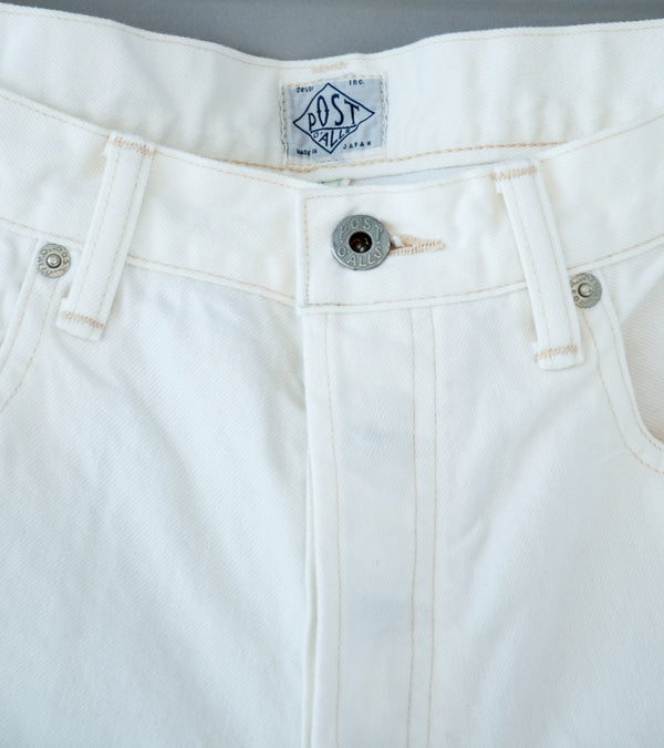 Post Overalls ' No.2 Five Pocket Shorts' (White 12oz. Denim)