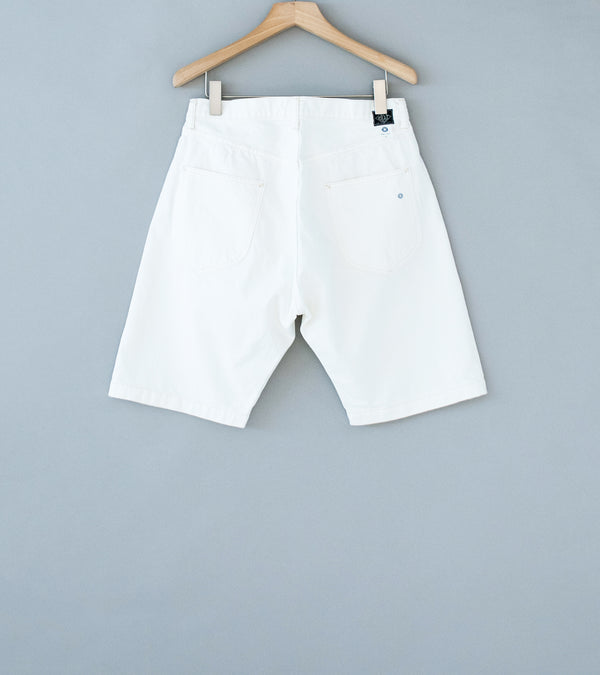 Post Overalls ' No.2 Five Pocket Shorts' (White 12oz. Denim)