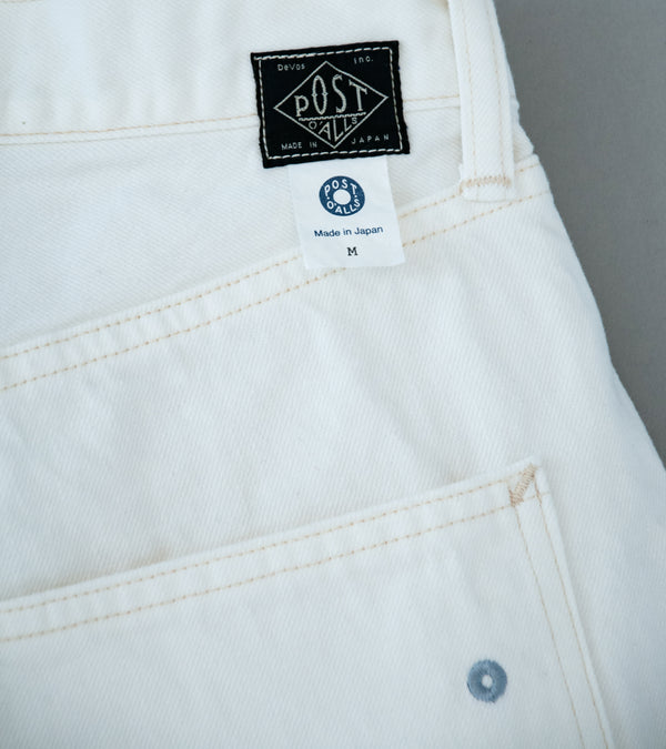 Post Overalls ' No.2 Five Pocket Shorts' (White 12oz. Denim)