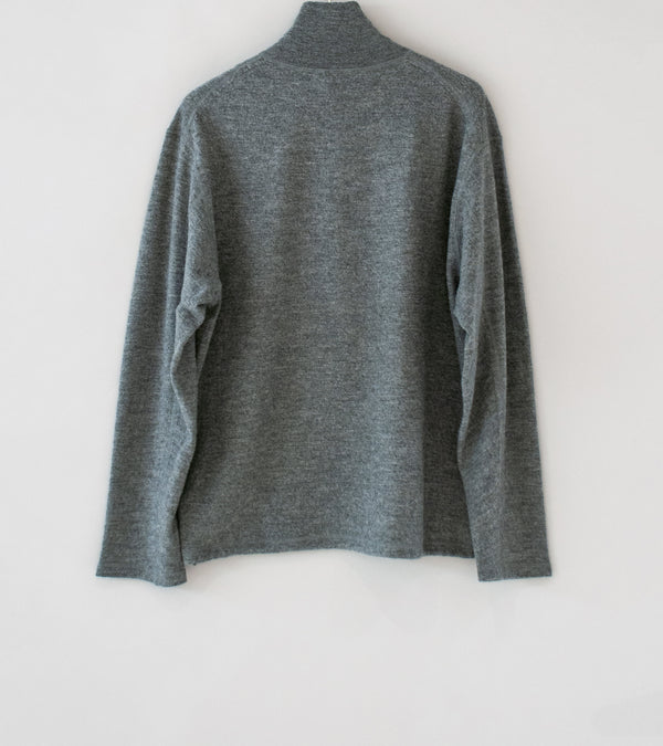 YLÈVE 'Ultrafine Merino Milled Wool Knit Half Zip P/O' (Grey)